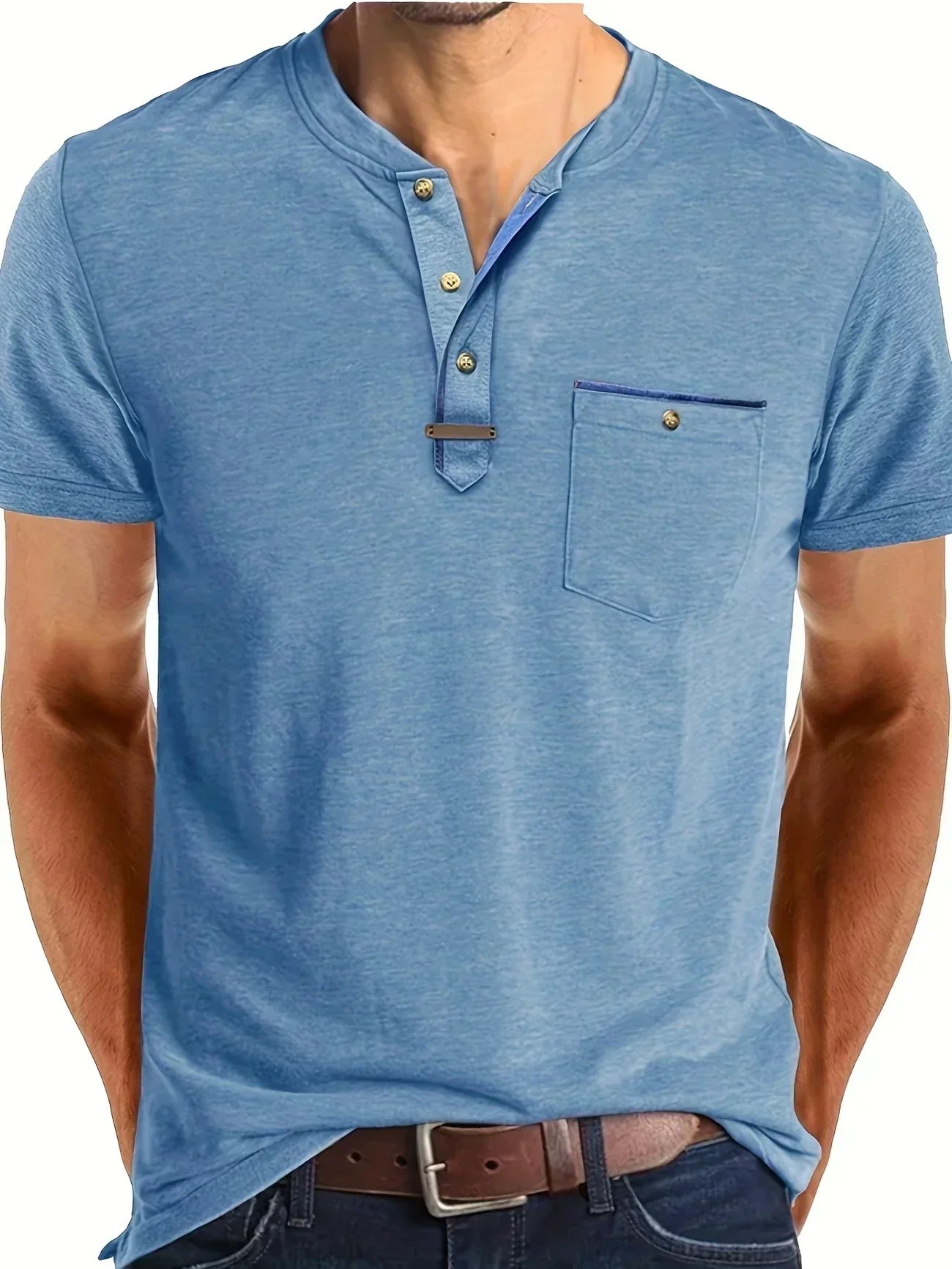 Saxon - Elegant Rund Hals T-shirt Med Lomme