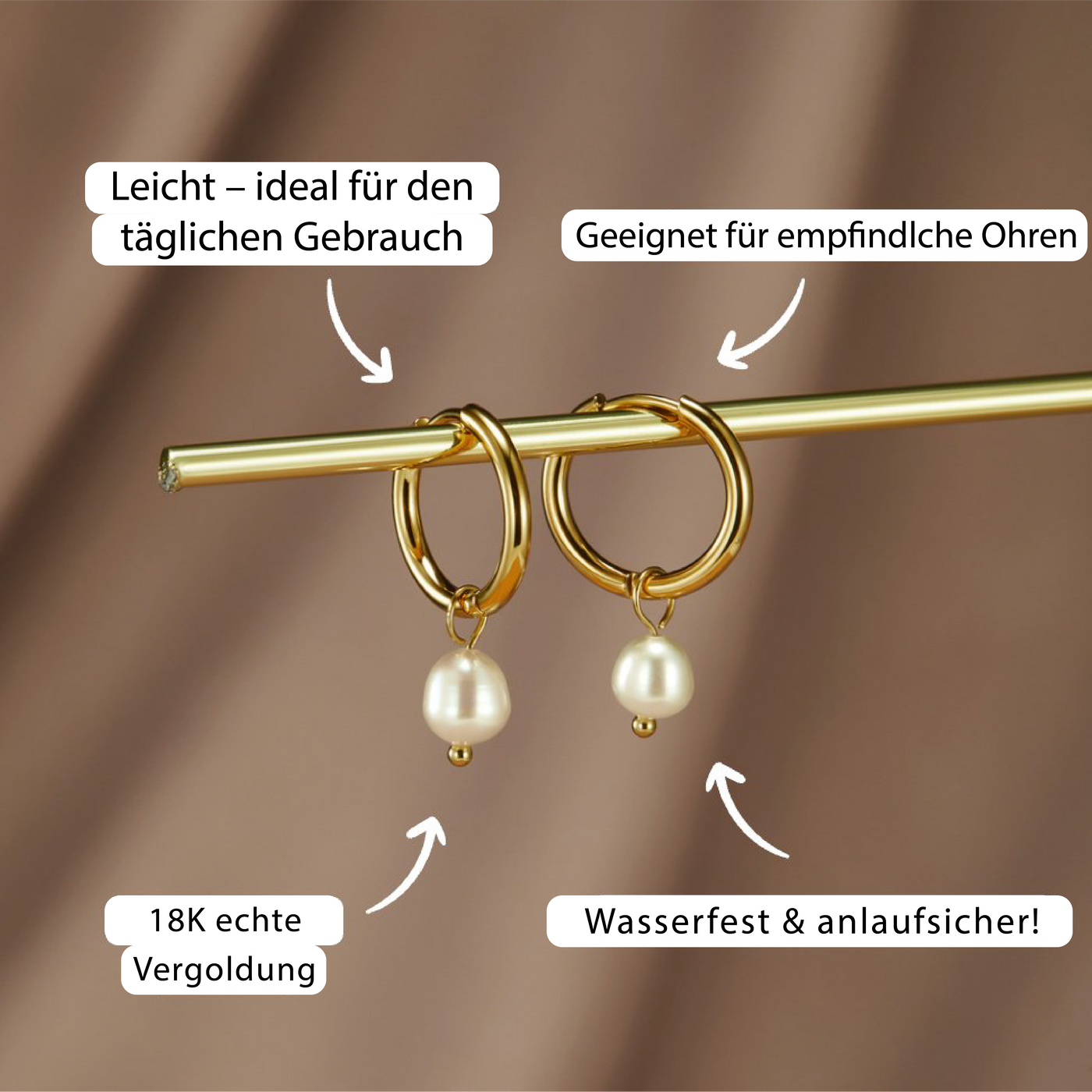 Bella øreringe med ferskvandsperler | Guld 18k - DK BUTIK