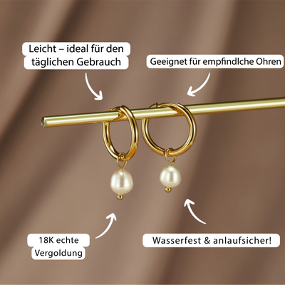Bella øreringe med ferskvandsperler | Guld 18k - DK BUTIK
