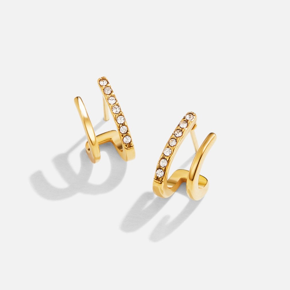 Krystal Øreringe med Kløftformet Indfatning | 18k Guld - DK BUTIK