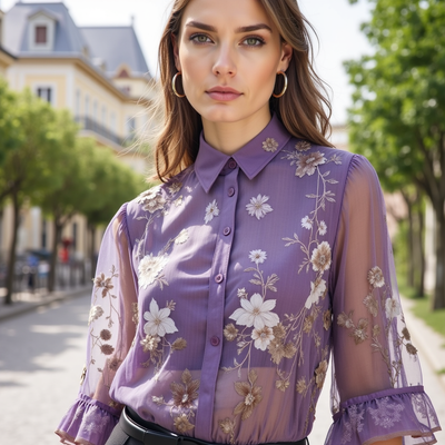 Eloise™ | Elegant Broderet Bluse™ fra Olsen & Olsen