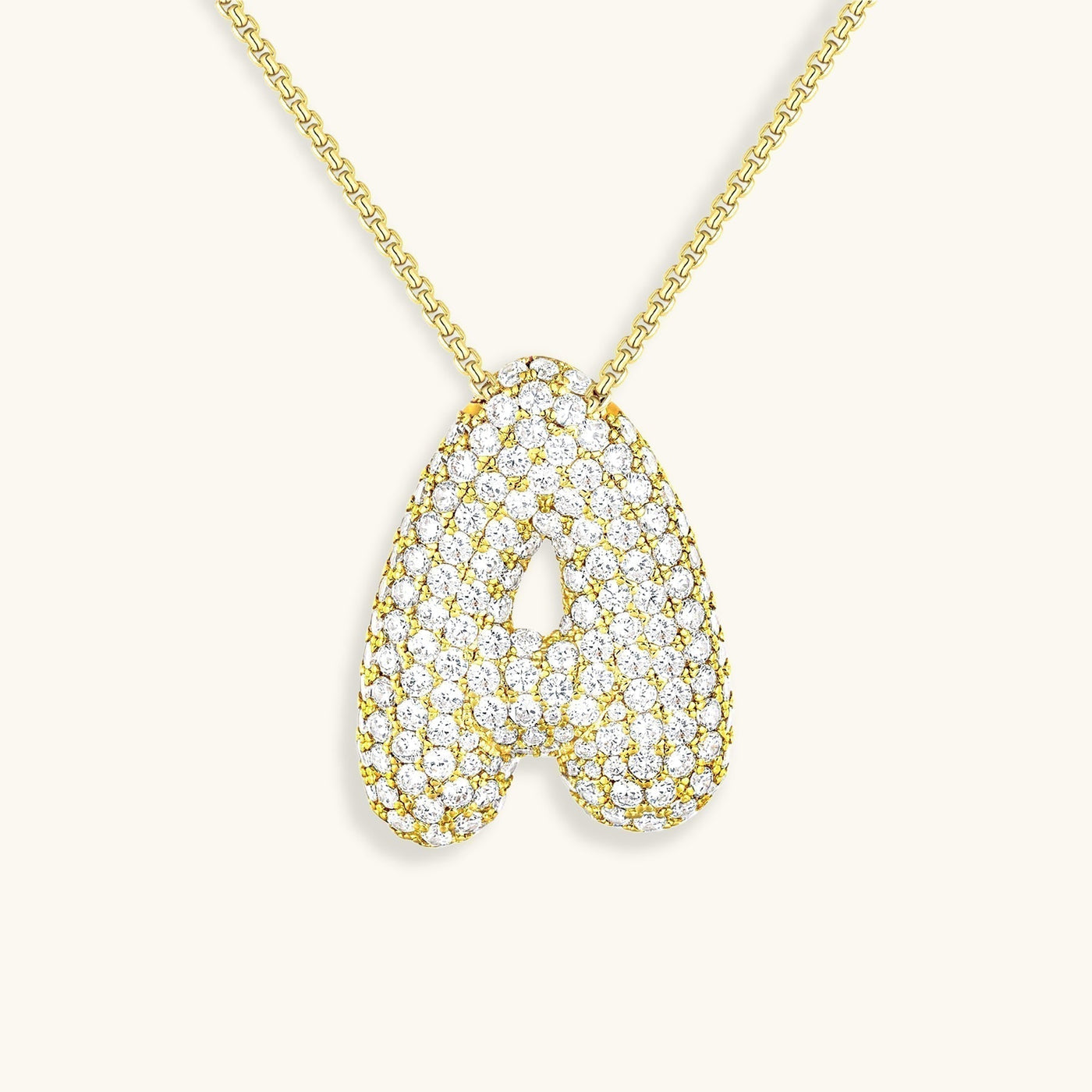 Navnesmykke Bubble med diamant | 18k Guld - DK BUTIK