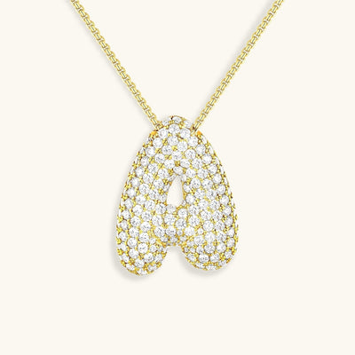 Navnesmykke Bubble med diamant | 18k Guld - DK BUTIK