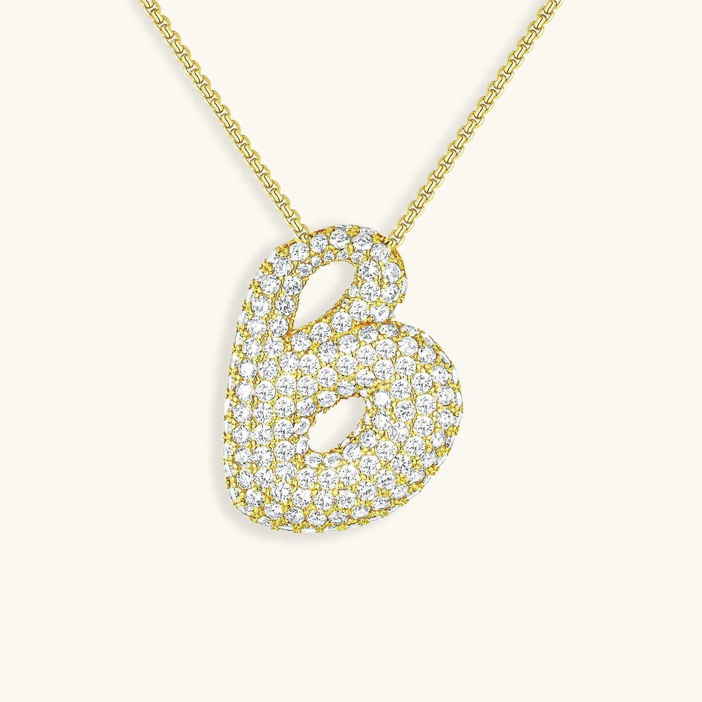 Navnesmykke Bubble med diamant | 18k Guld - DK BUTIK