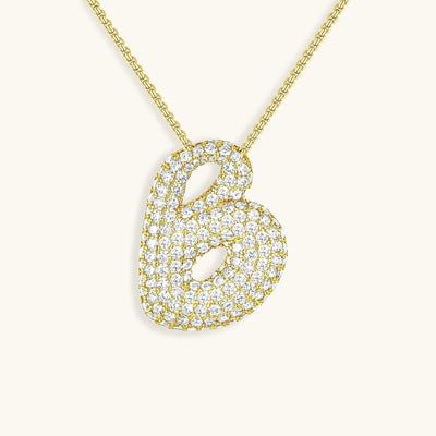 Navnesmykke Bubble med diamant | 18k Guld - DK BUTIK