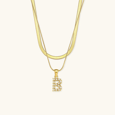 Fiona Lagenweise Initialer Halskæde |  18k Guld - DK BUTIK