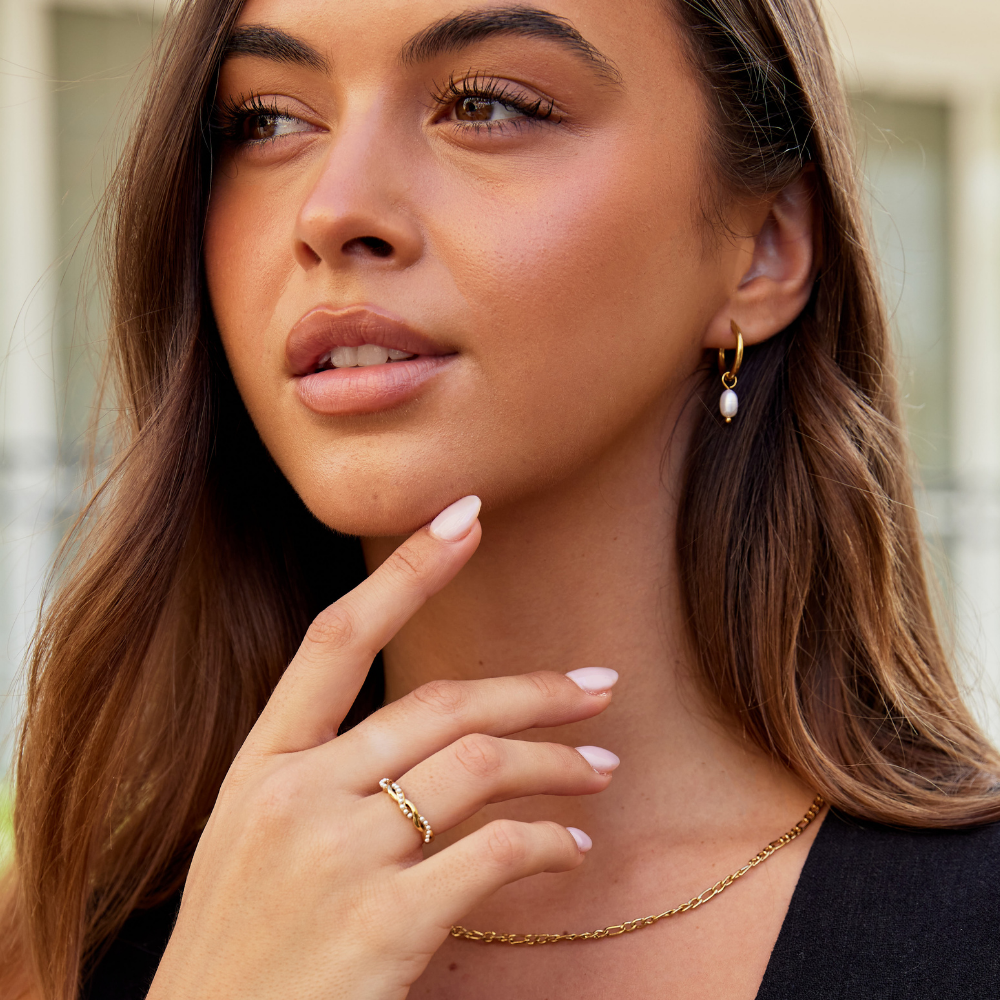 Bella øreringe med ferskvandsperler | 18k guld - DK BUTIK