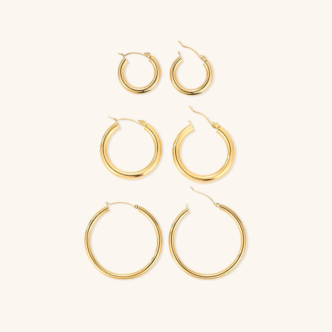 Elegante brede runde øreringe | 18k guld - DK BUTIK