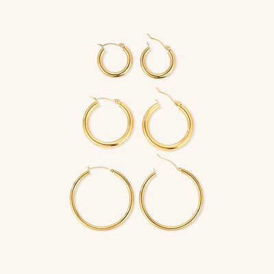 Elegante brede runde øreringe | 18k guld - DK BUTIK