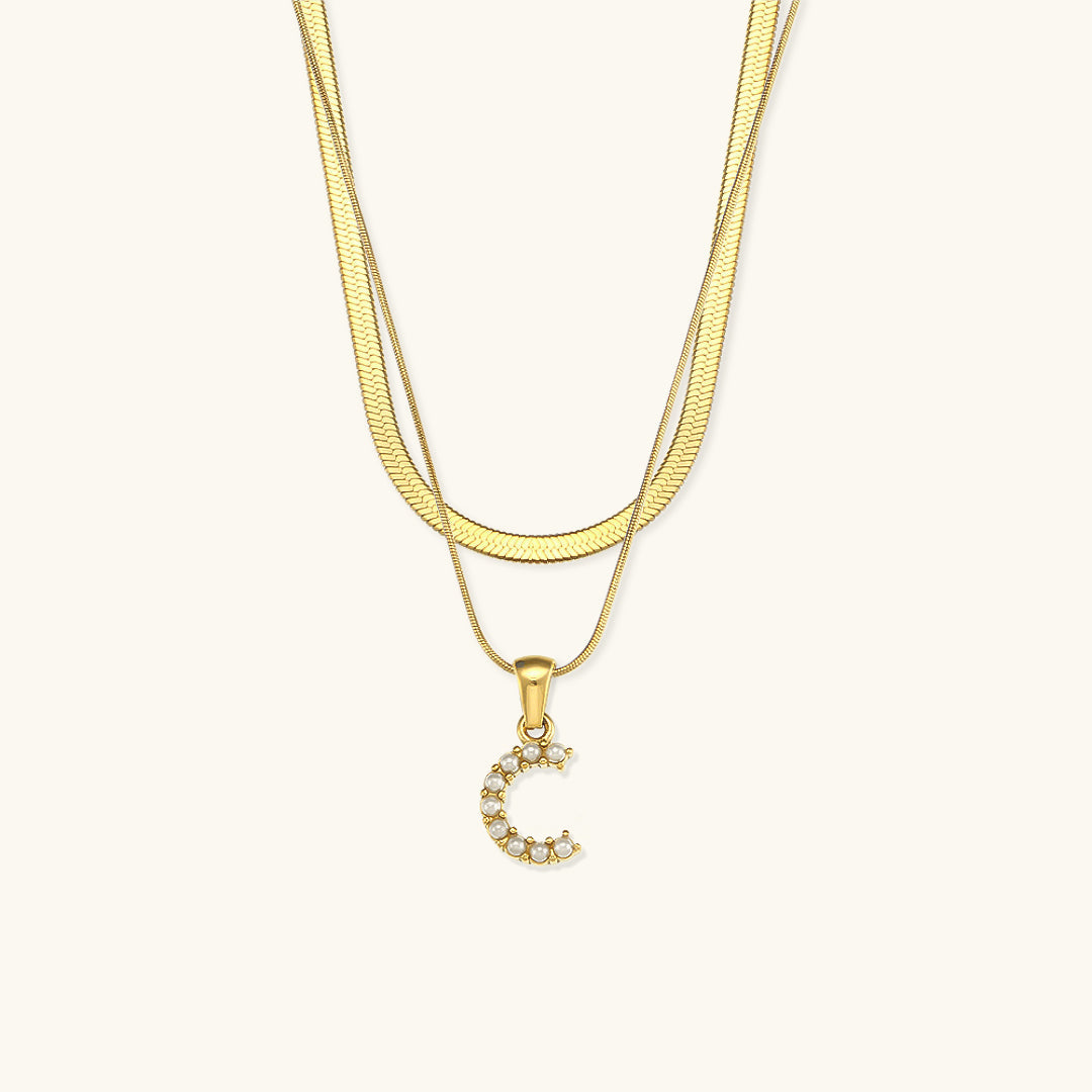 Fiona Lagenweise Initialer Halskæde |  18k Guld - DK BUTIK