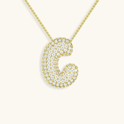 Navnesmykke Bubble med diamant | 18k Guld - DK BUTIK