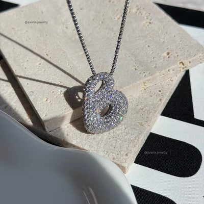 Navnesmykke Bubble med diamant | 18k Guld - DK BUTIK