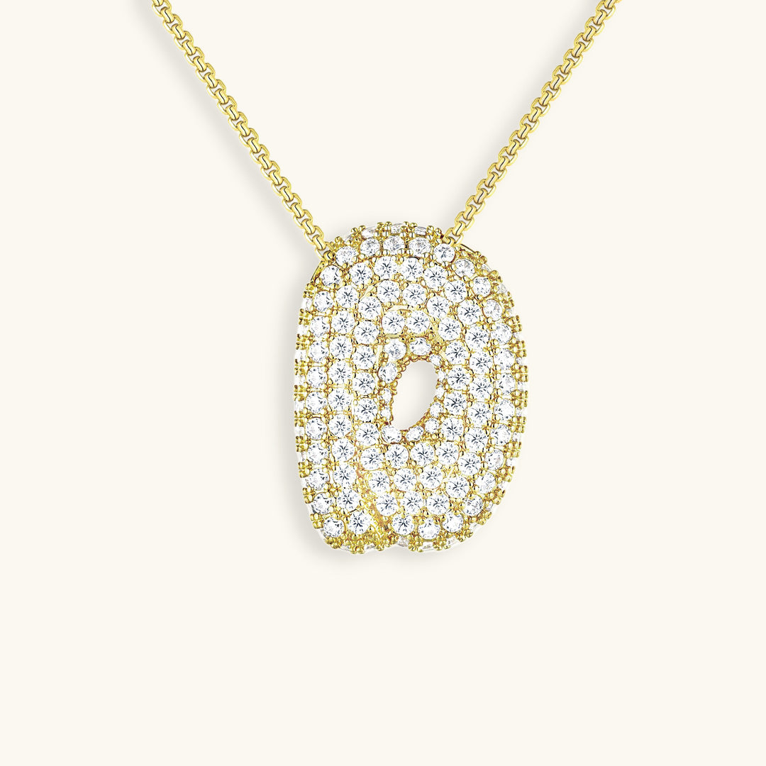Navnesmykke Bubble med diamant | 18k Guld - DK BUTIK