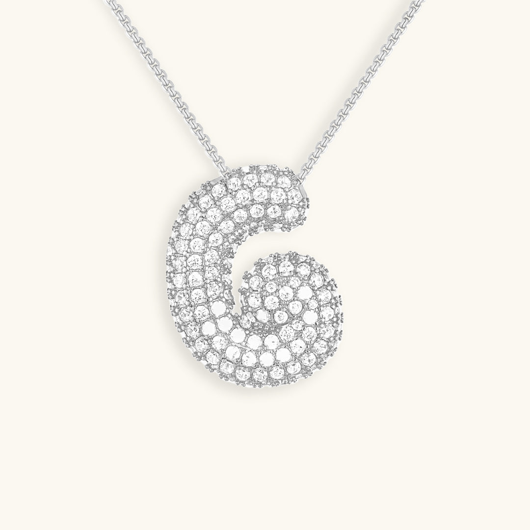Navnesmykke Bubble med diamant | 18k Guld - DK BUTIK