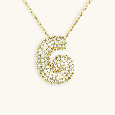 Navnesmykke Bubble med diamant | 18k Guld - DK BUTIK