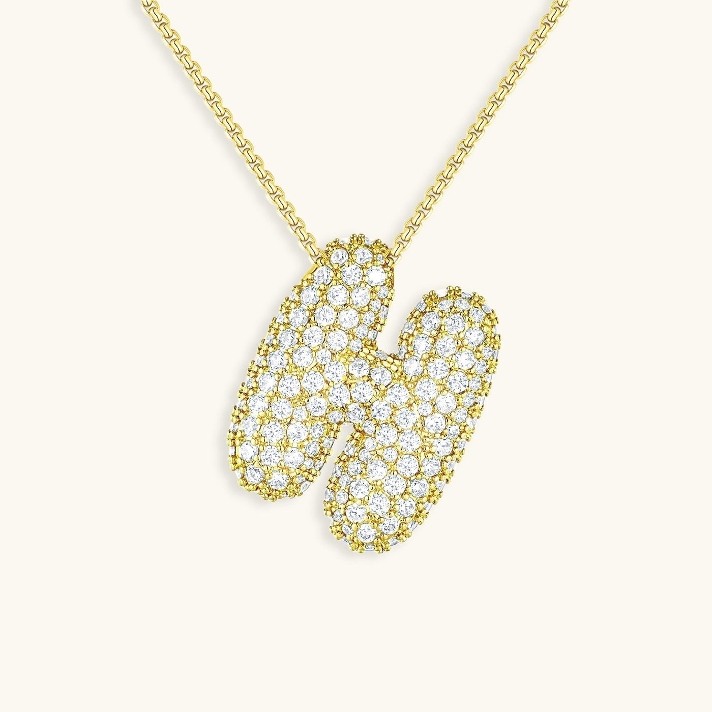 Navnesmykke Bubble med diamant | 18k Guld - DK BUTIK