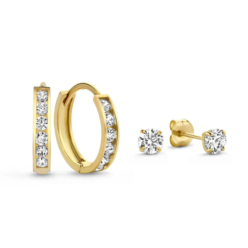 Dara Brillane Øreringe Sæt | Guld 14k - DK BUTIK