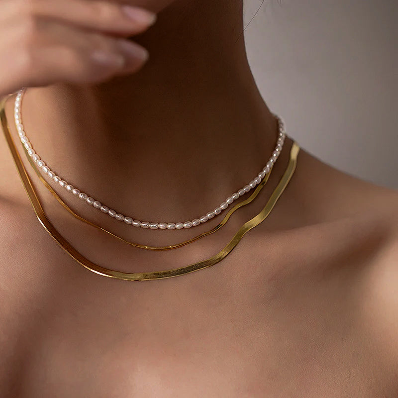 Perlekæde i Sødvandsperler | 18k Guld - DK BUTIK
