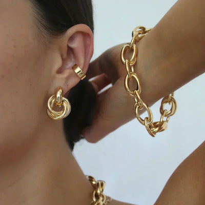 Udsagn sammenflettede øreringe | Guld 14k - DK BUTIK