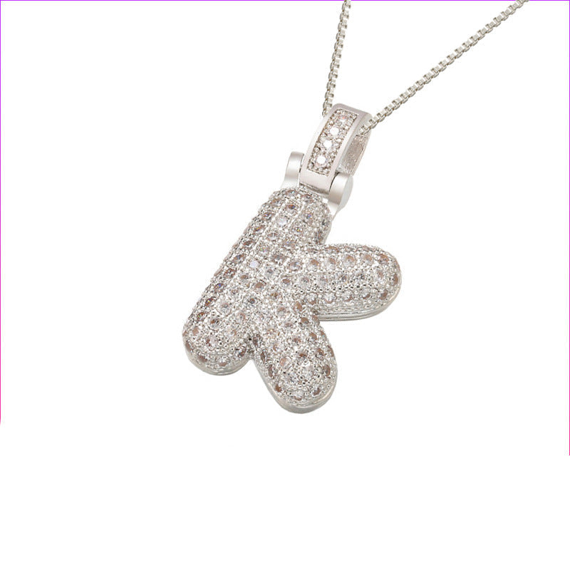 Pave Bubble Halskæde med Initial | 18k Guld - DK BUTIK