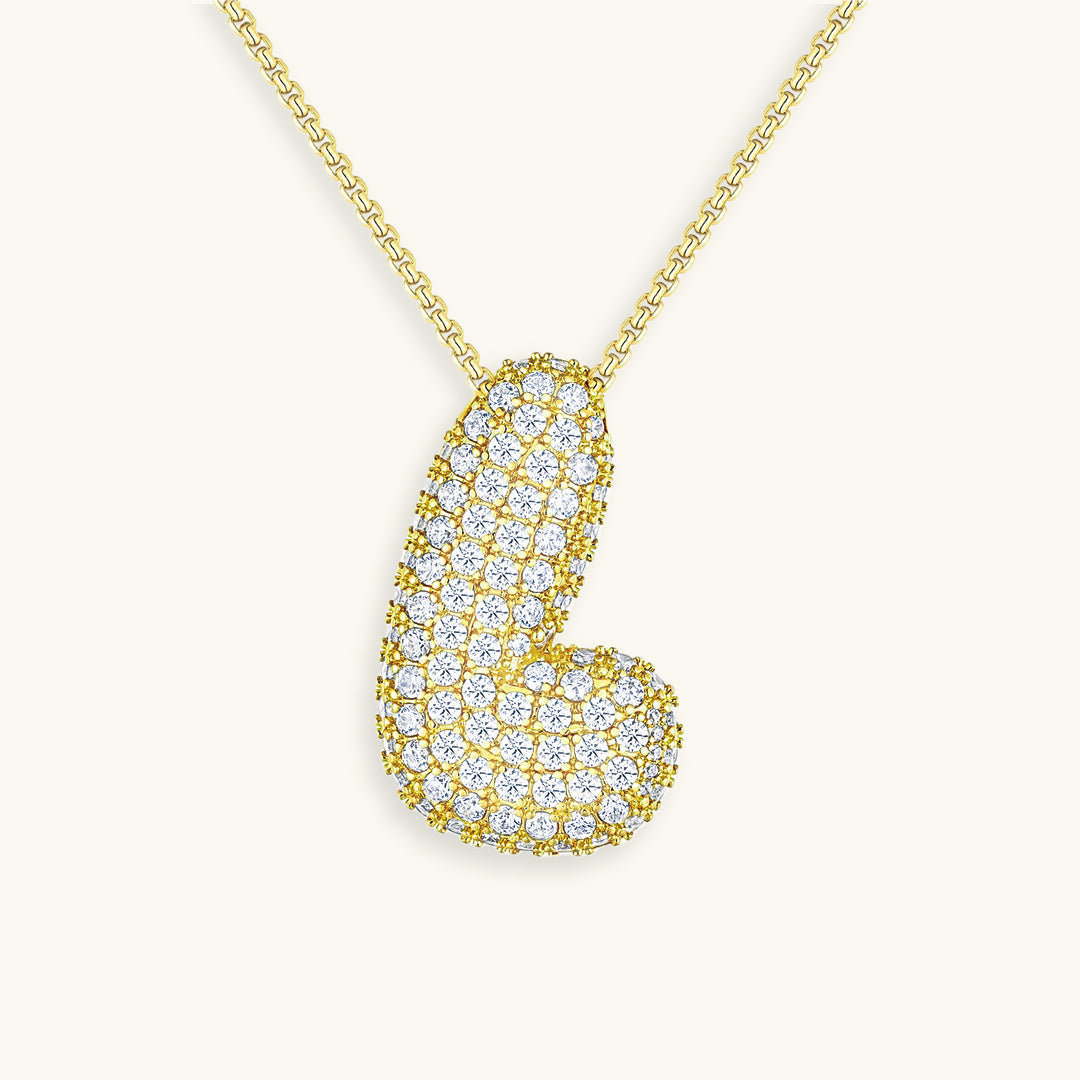 Navnesmykke Bubble med diamant | 18k Guld - DK BUTIK