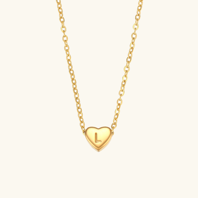 halskæde med hjerteinitial | 18k Guld - DK BUTIK