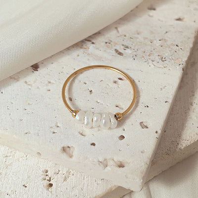magnolia ring med ferskvandsperler | 18k Guld - DK BUTIK