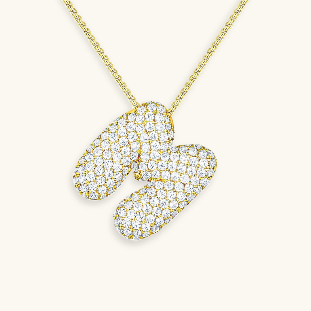 Navnesmykke Bubble med diamant | 18k Guld - DK BUTIK