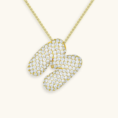 Navnesmykke Bubble med diamant | 18k Guld - DK BUTIK