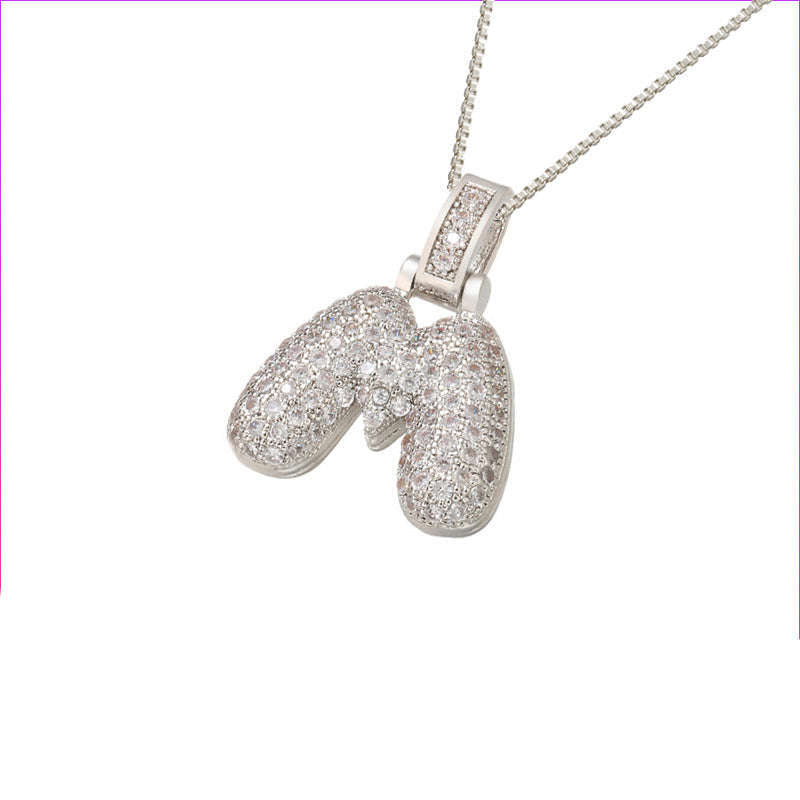Pave Bubble Halskæde med Initial | 18k Guld - DK BUTIK