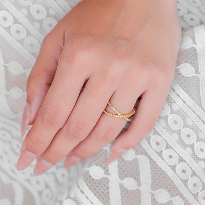 Korsring Nia Gold Diamant | 18k Guld - DK BUTIK