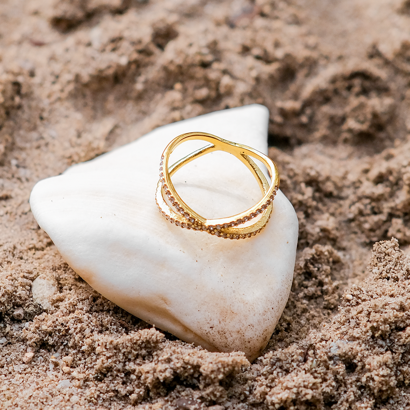 Korsring Nia Gold Diamant | 18k Guld - DK BUTIK
