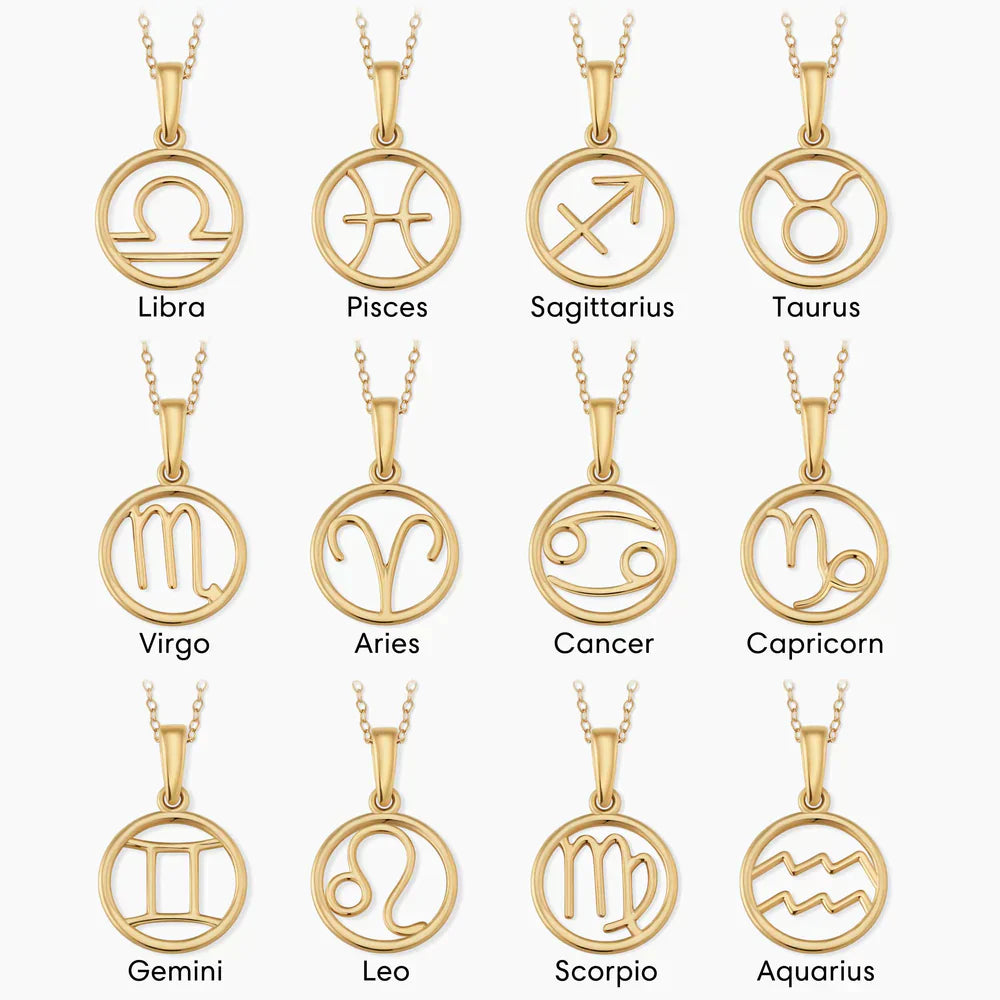 Zodiac tegn halskæde | Hvidguld 18k