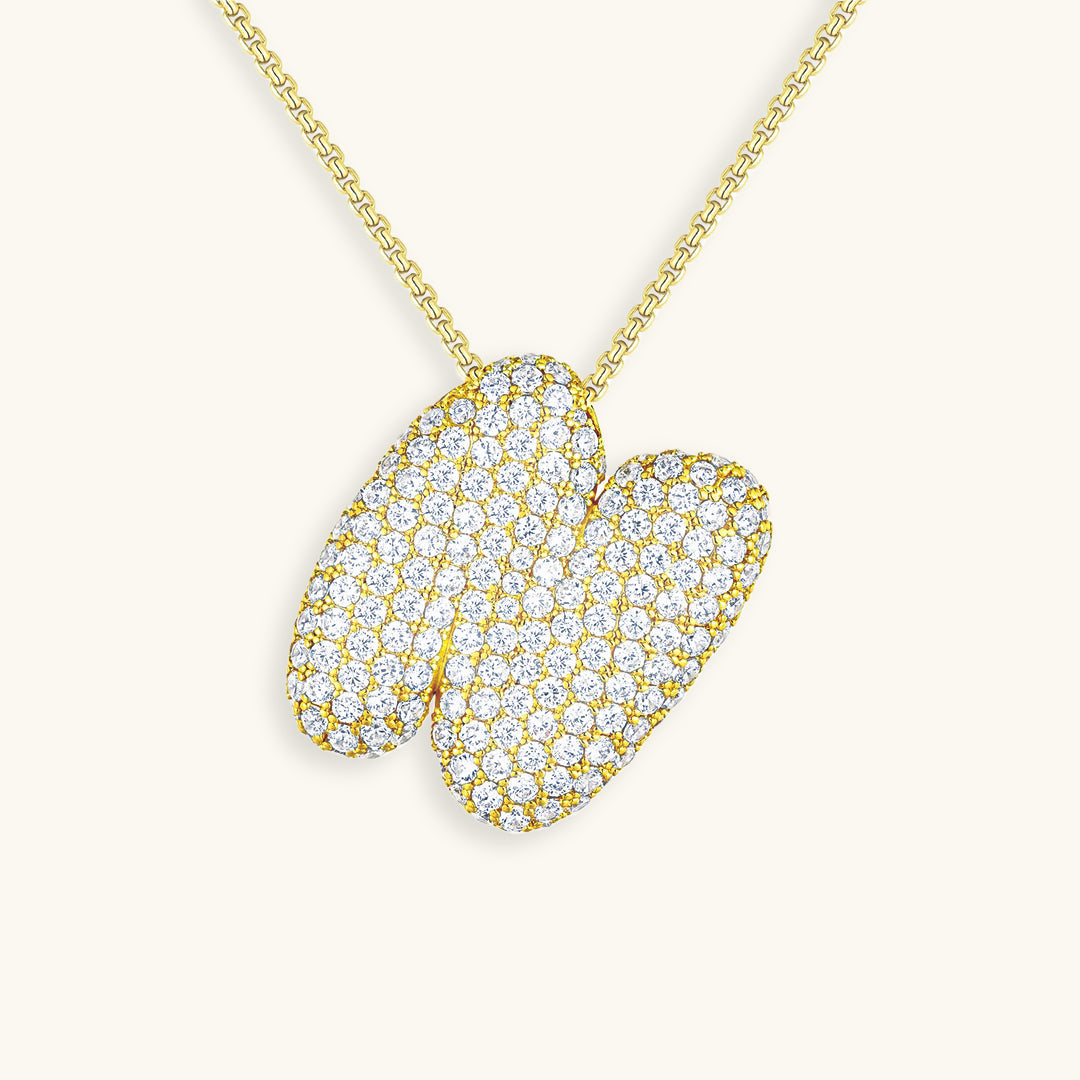 Navnesmykke Bubble med diamant | 18k Guld - DK BUTIK