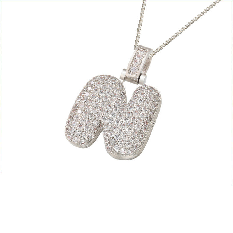 Pave Bubble Halskæde med Initial | 18k Guld - DK BUTIK