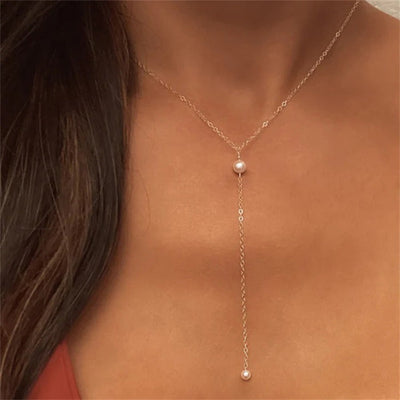Beatrice halskæde med perler og frynser | 14k Guld - DK BUTIK