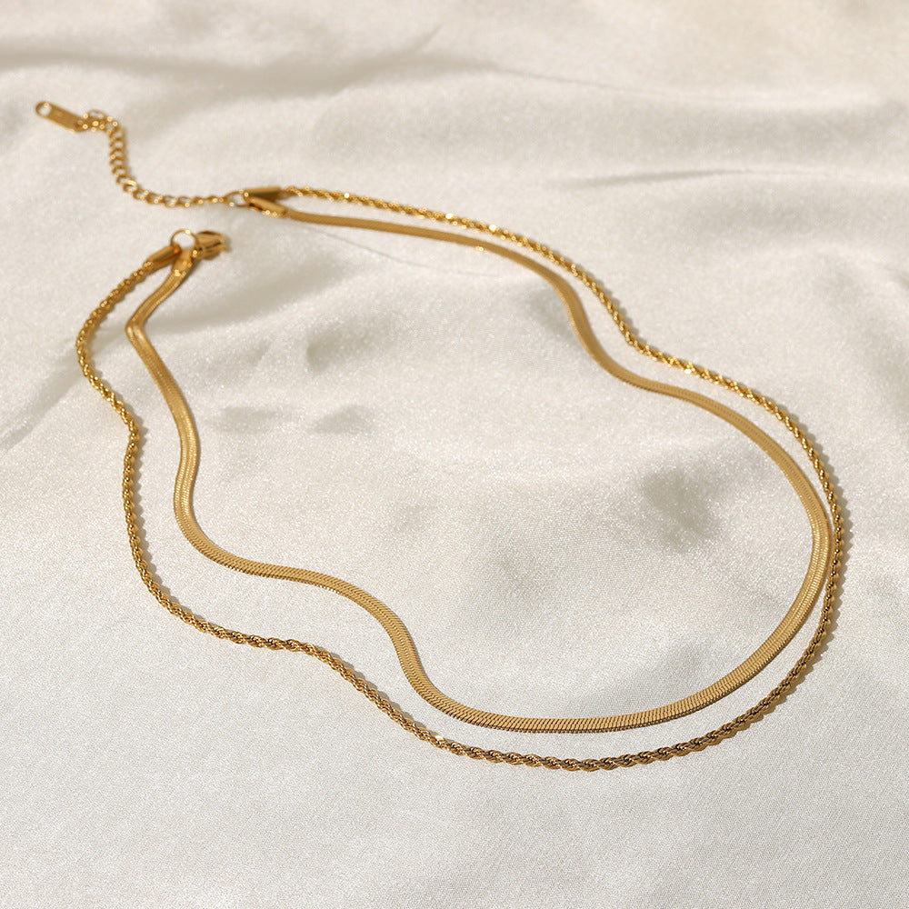 Hailey Lagdelt Halskæde | 18k Guld - DK BUTIK