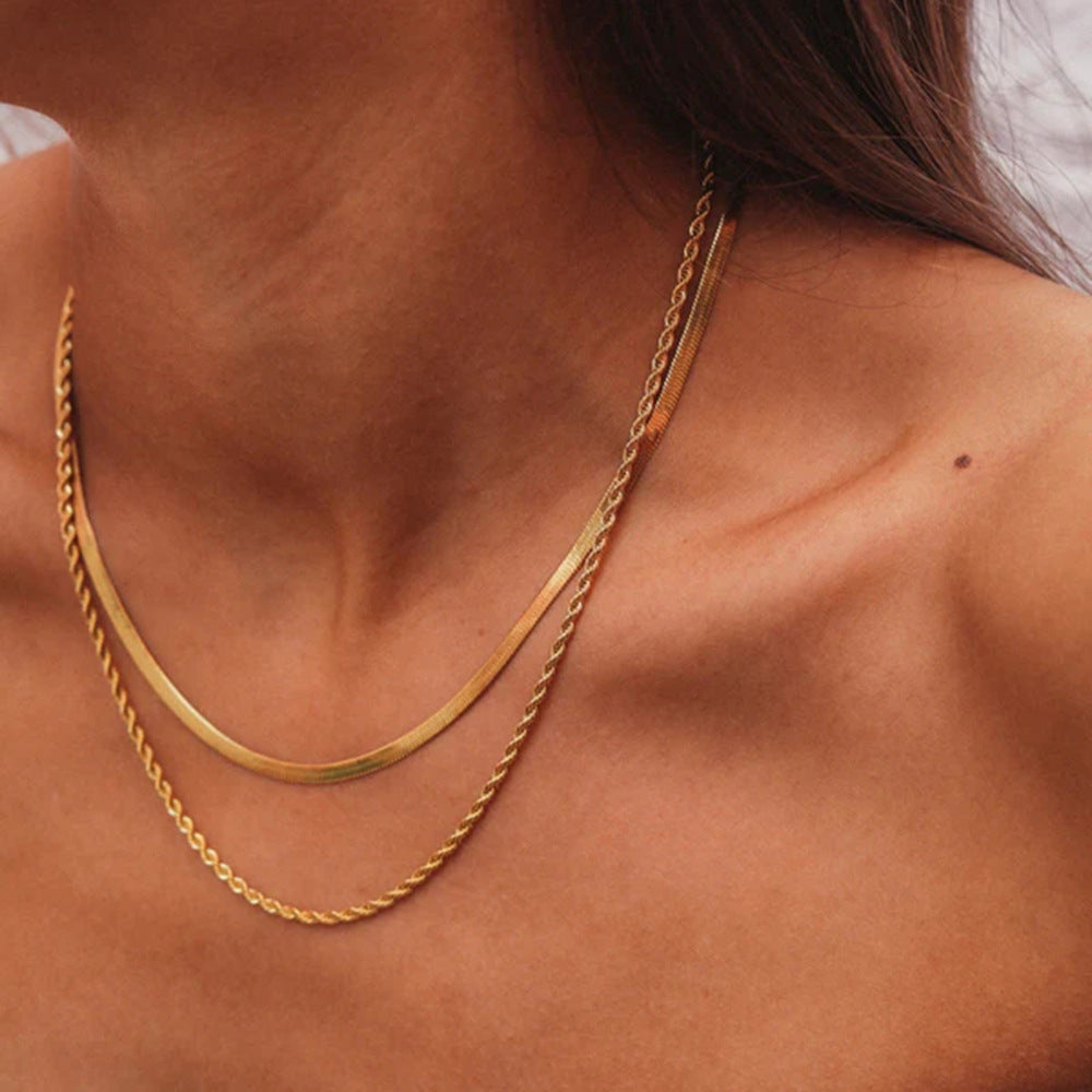 Hailey Lagdelt Halskæde | 18k Guld - DK BUTIK