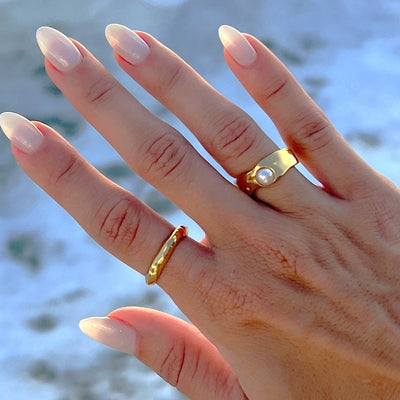 Cerulia ring med ferskvandsperler | 14k guld - DK BUTIK