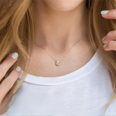 Amelia Halskæde med Fødselssten | 18k Guld - DK BUTIK
