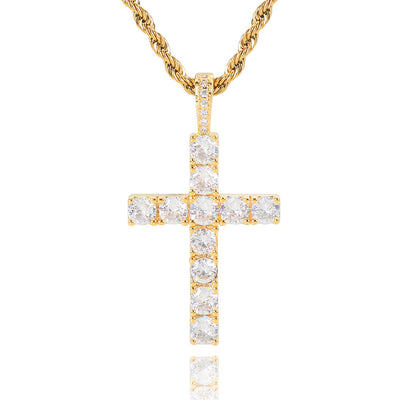 Moissanite kors halskæde | Hvidguld 18k