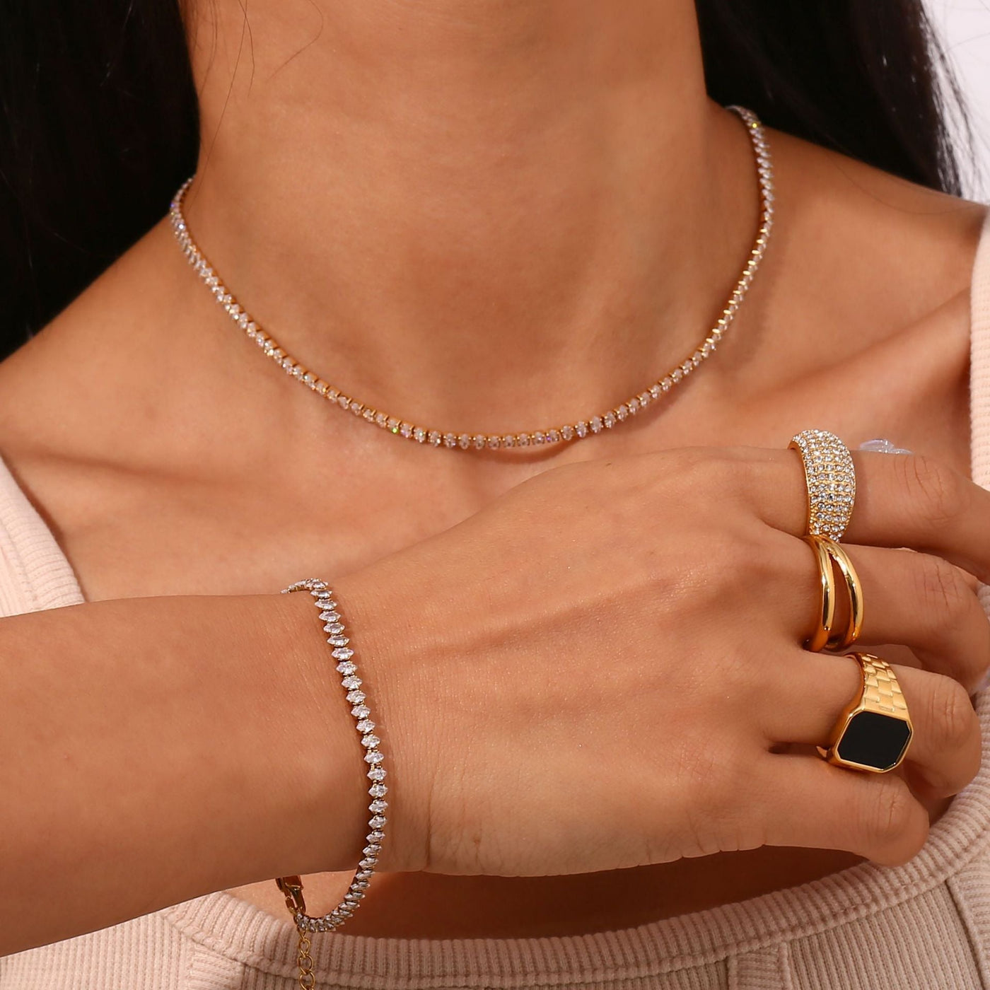 Wisteria Tennis Halskæde med Diamanter | 18k Guld - DK BUTIK