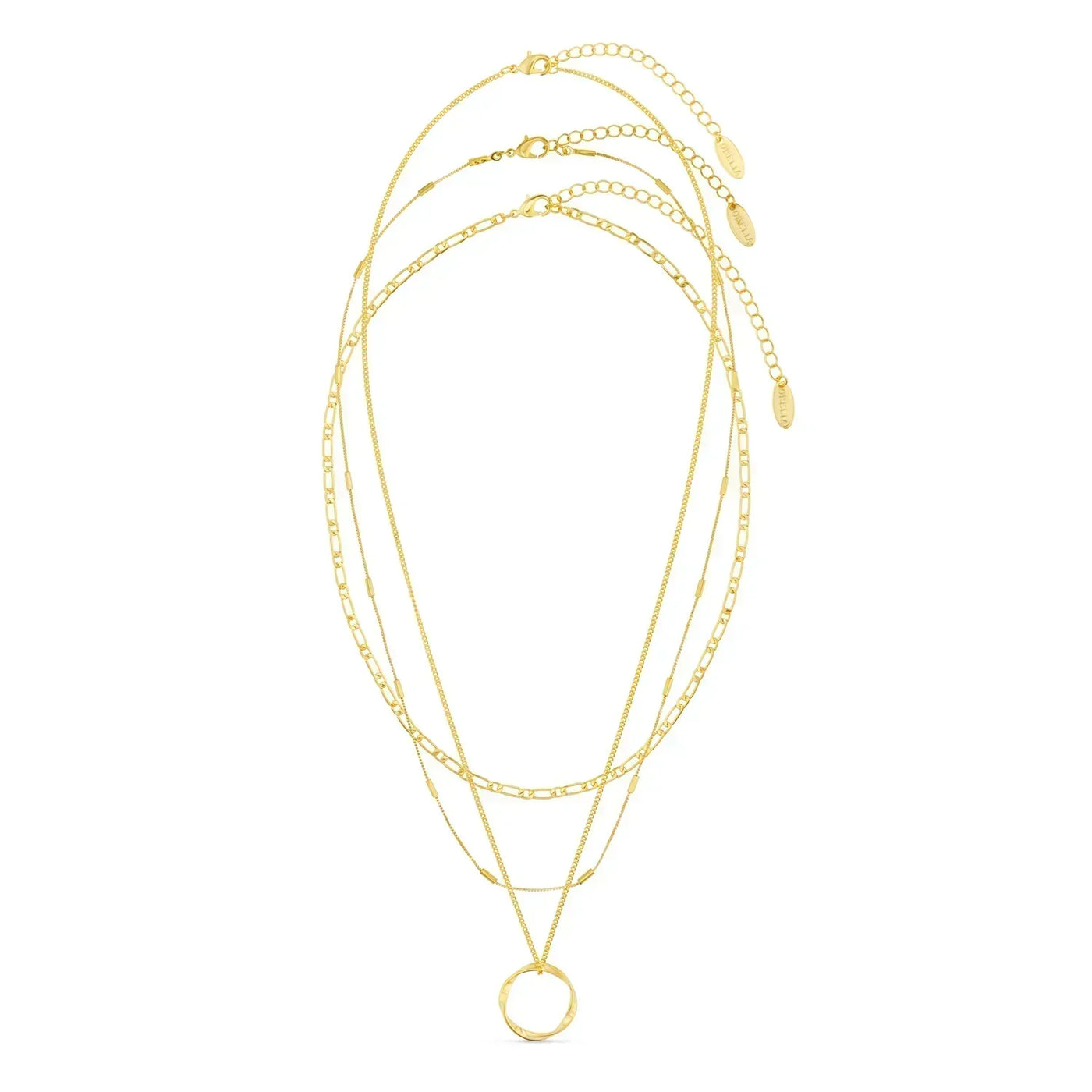 Åben cirkel tre-rækkers halskæde | Guld 18k - DK BUTIK