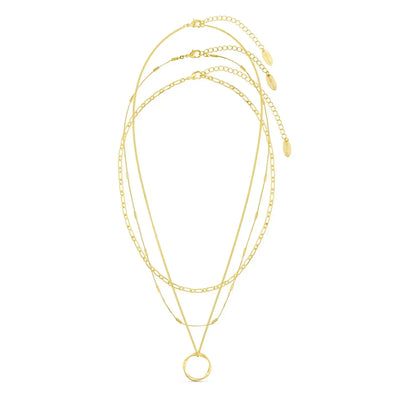 Åben cirkel tre-rækkers halskæde | Guld 18k - DK BUTIK