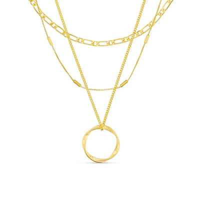 Åben cirkel tre-rækkers halskæde | Guld 18k - DK BUTIK