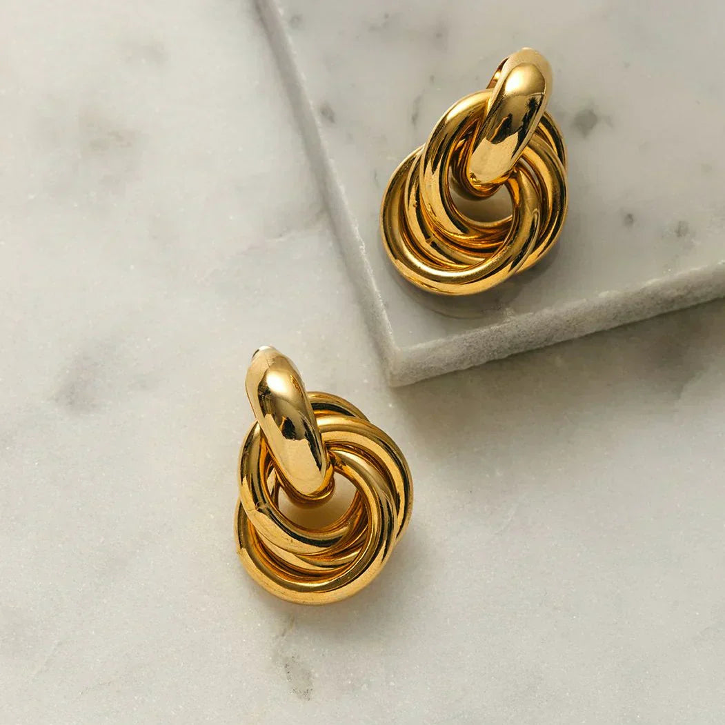 Udsagn sammenflettede øreringe | Guld 14k - DK BUTIK