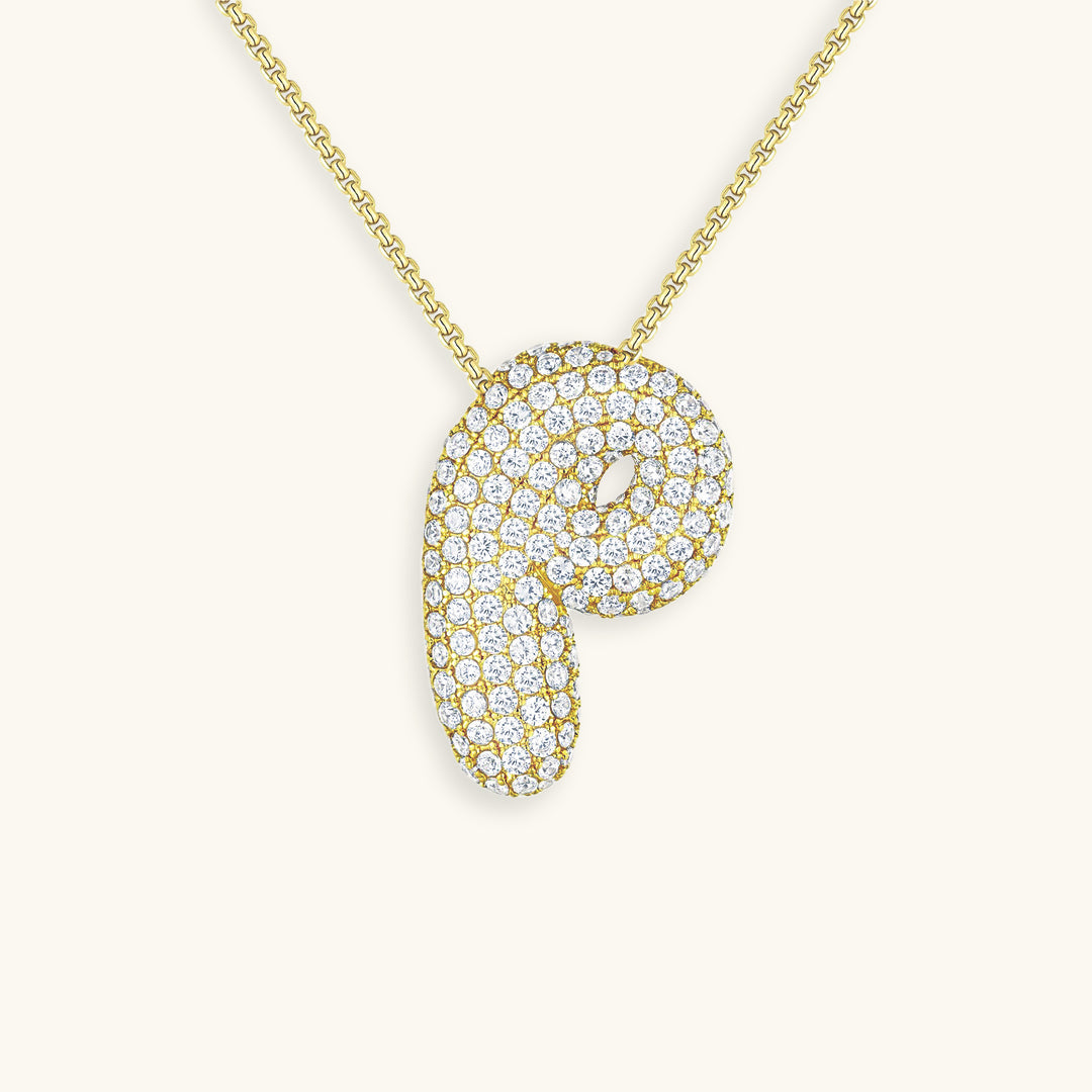 Navnesmykke Bubble med diamant | 18k Guld - DK BUTIK