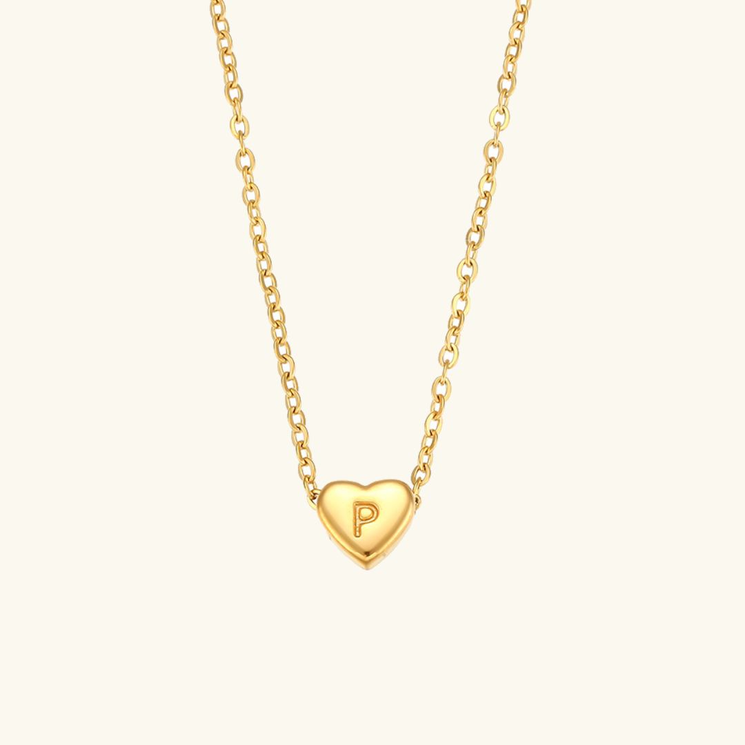 halskæde med hjerteinitial | 18k Guld - DK BUTIK