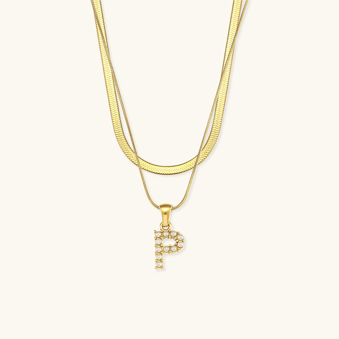 Fiona Lagenweise Initialer Halskæde |  18k Guld - DK BUTIK