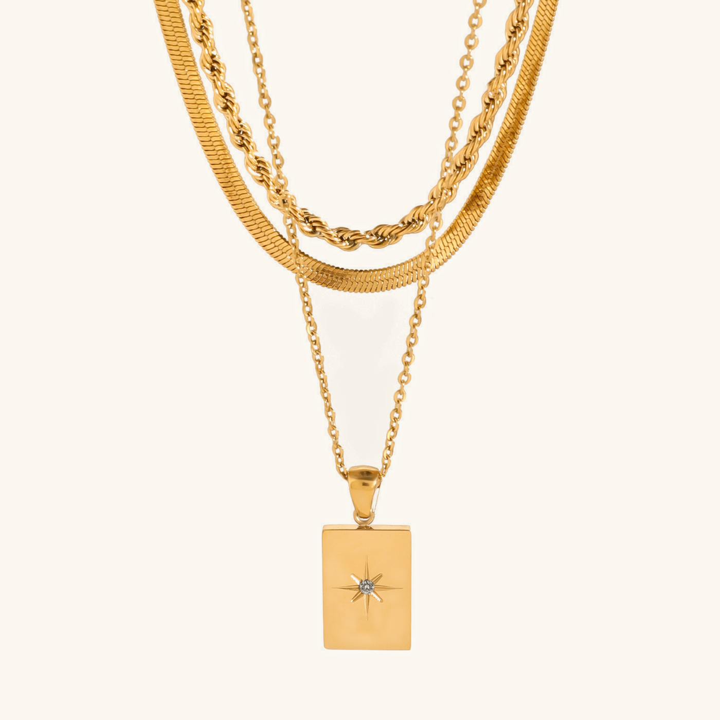 Lagdelte Halskæde Raphael | 18k Guld - DK BUTIK